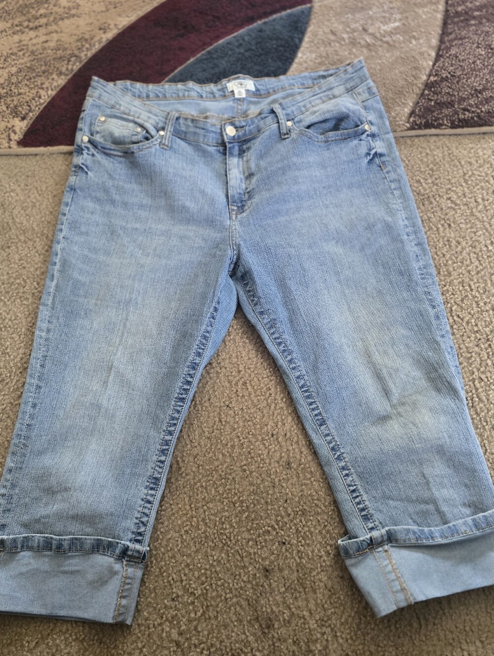 Cato Light Blue Cropped Jeans with Rolled Hem Womens Size 16W